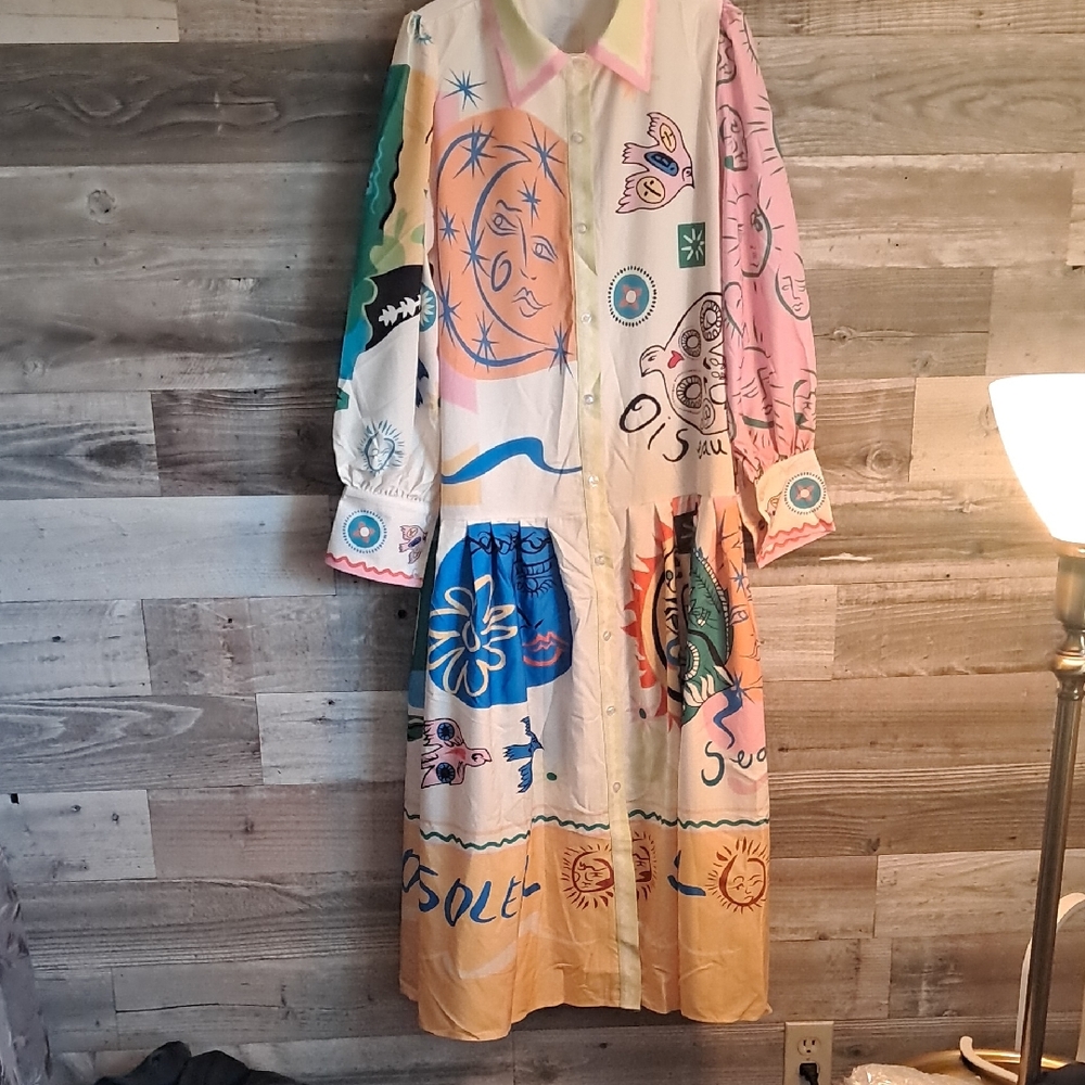 Artistic Long Sleeve Women's Dress